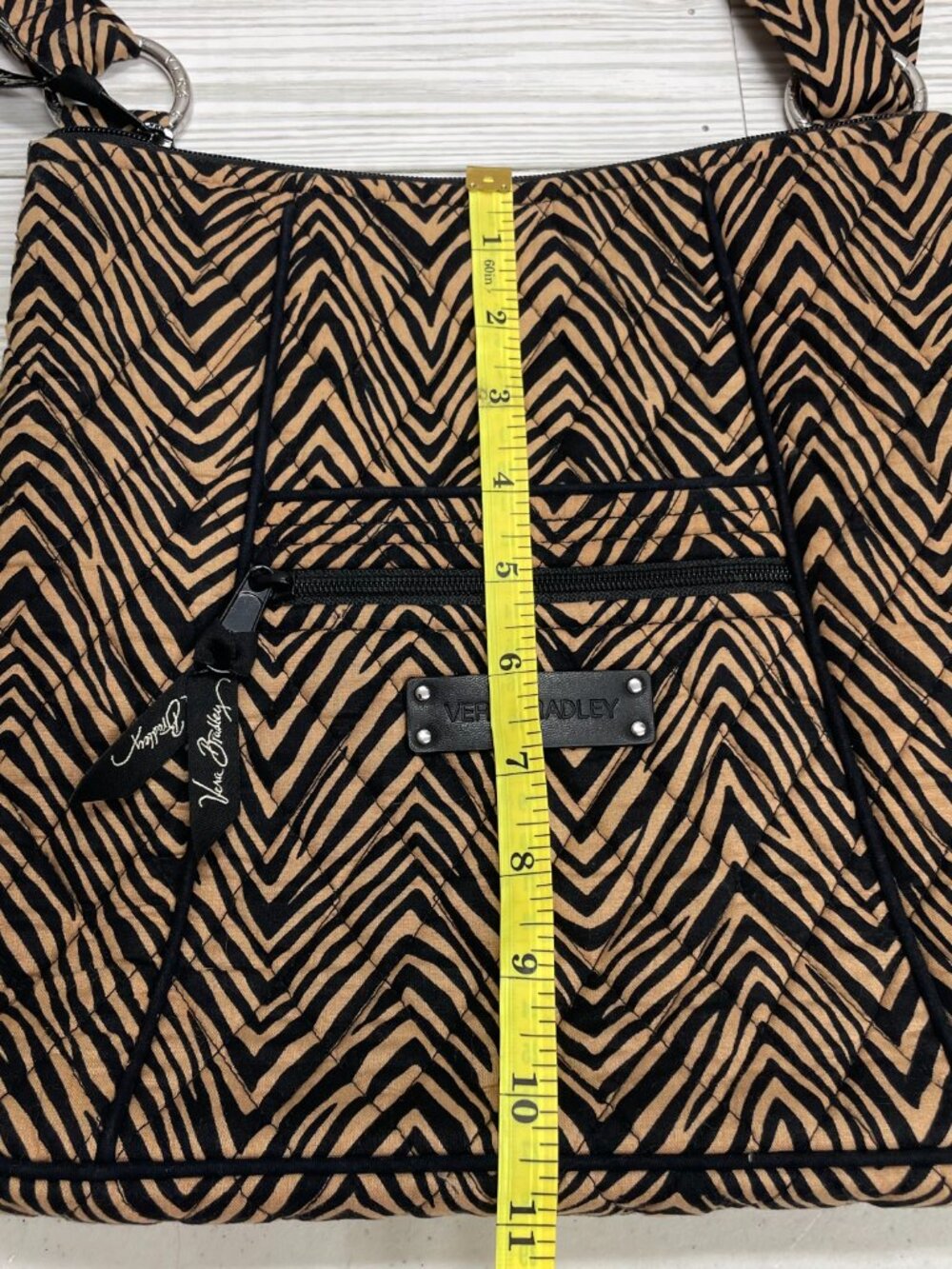 Vera Bradley Brown Black Zebra Pattern Cotton Crossbody Purse Bag - Picture 8 of 10